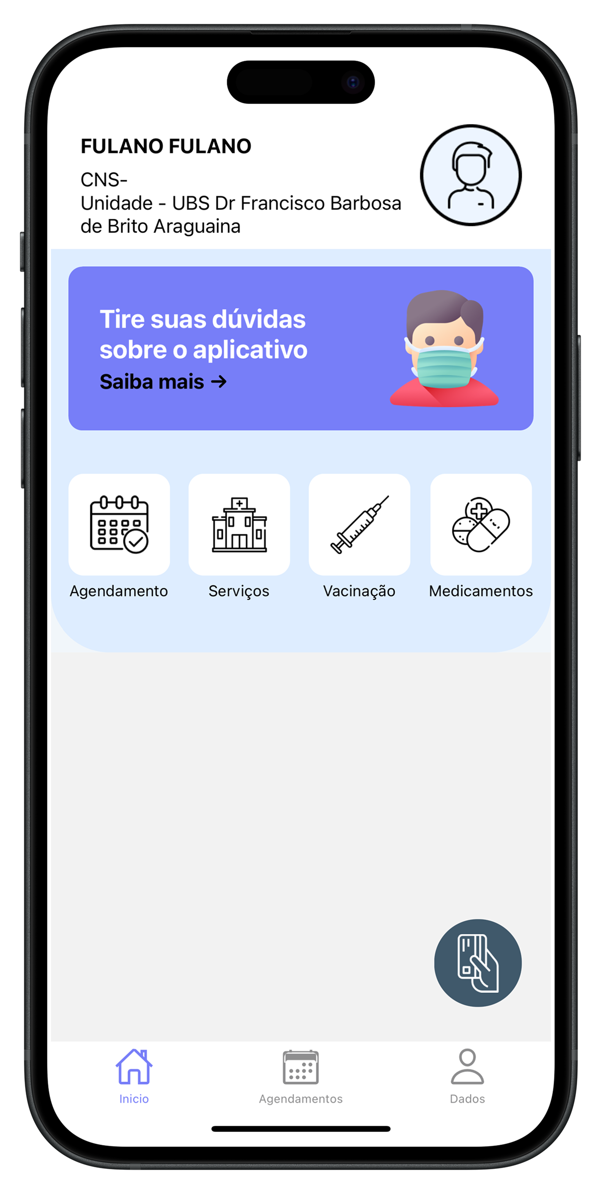 Aplicativo Mais Saúde Araguaína - Interface do sistema